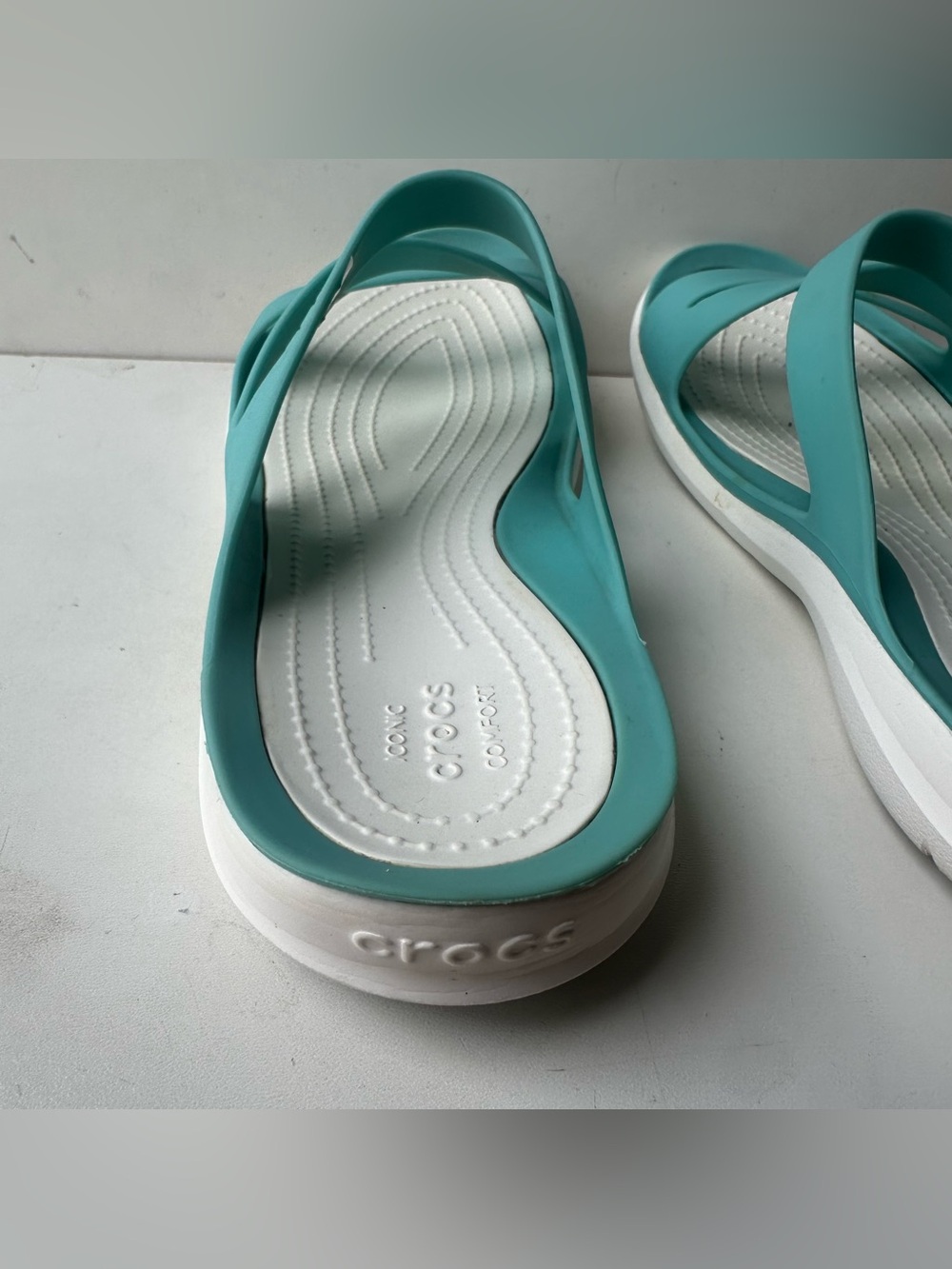 Crocs Women’s Swiftwater Strappy Sandals Aqua White Comfort Slides Size W10 - Picture 8 of 11